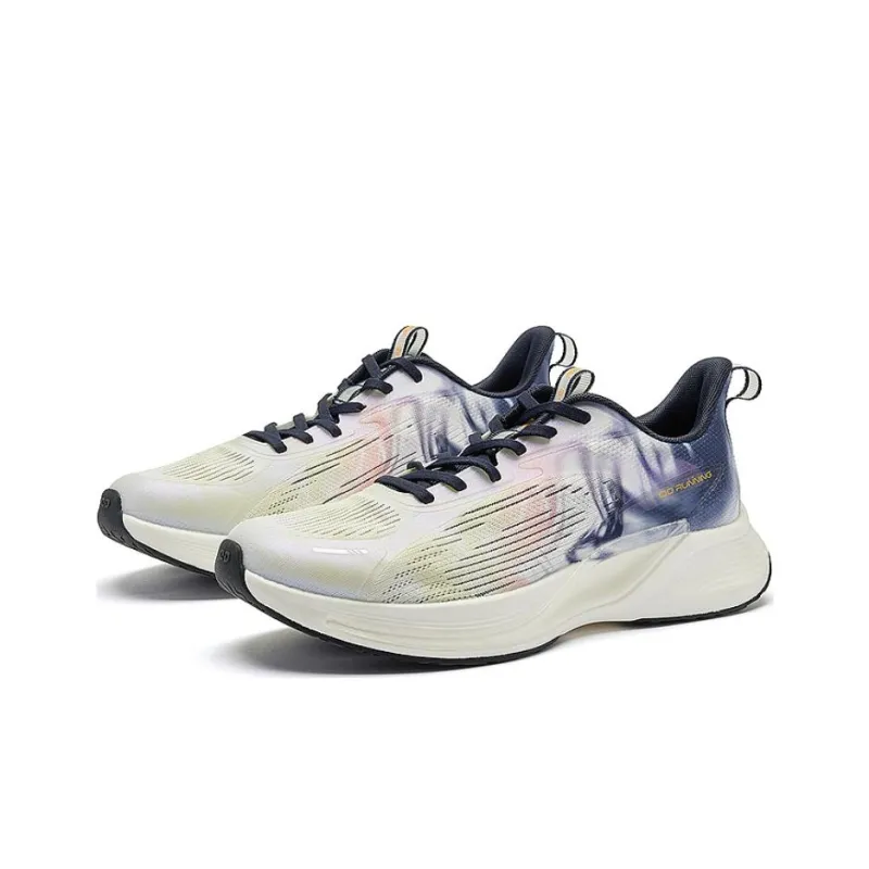 QIAODAN Slip Resistant Low Top Running Shoes Men's White Blue-2