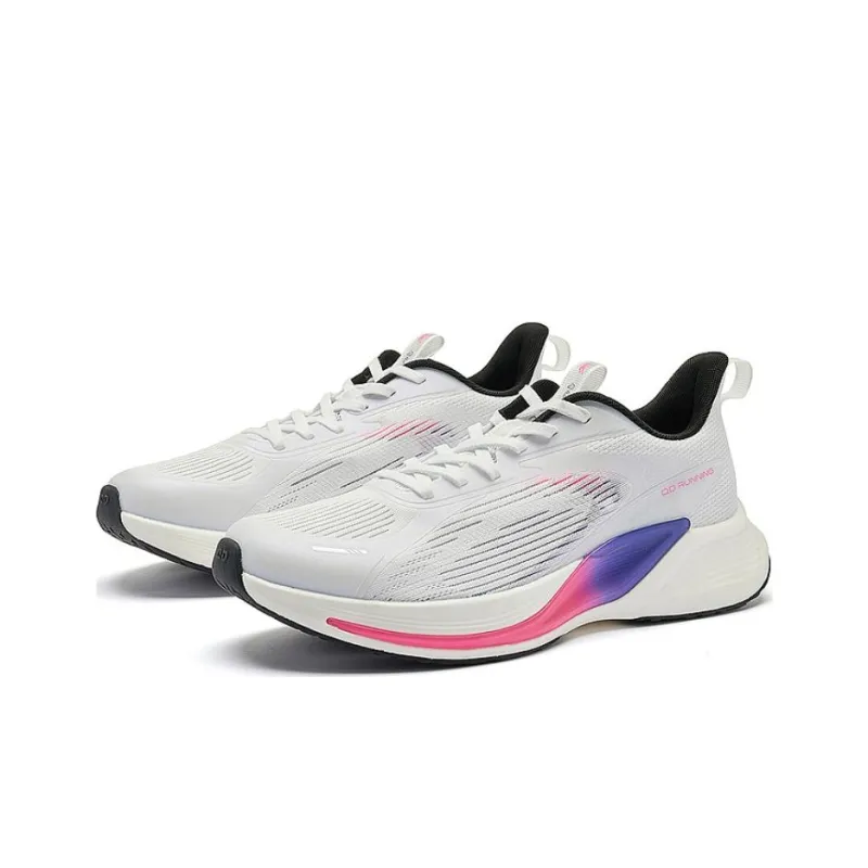 QIAODAN Slip Resistant Low Top Running Shoes Men's White Pink Purple-1