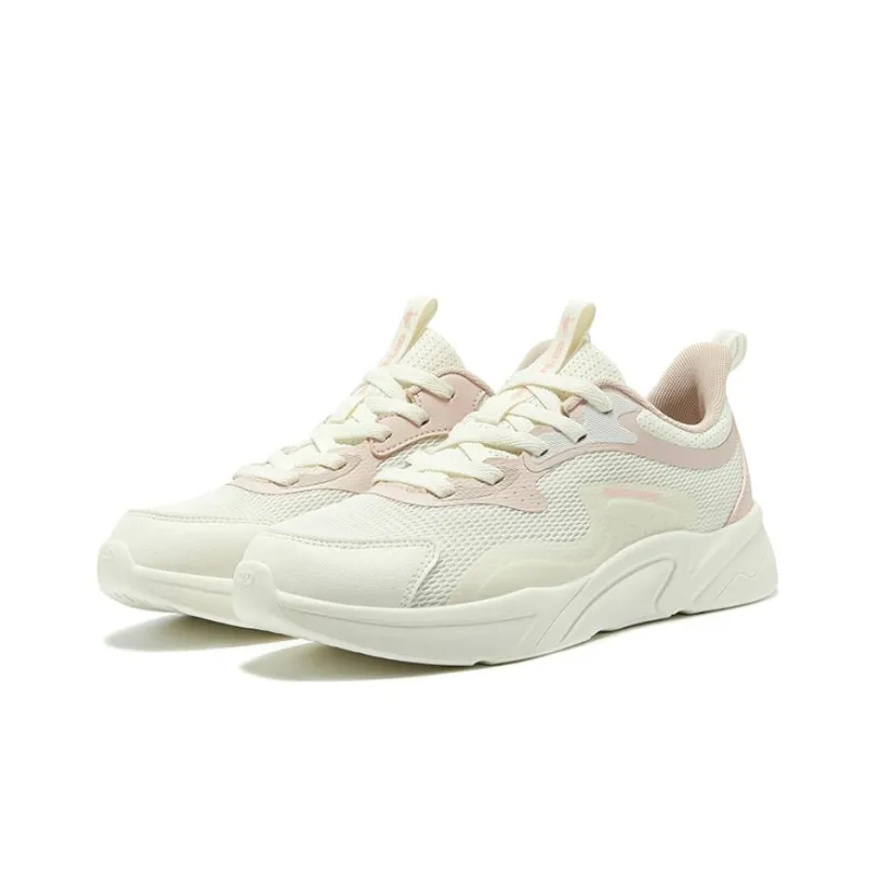 QIAODAN Cushioning Rebound Low Top Running Shoes Women's White Pink-2