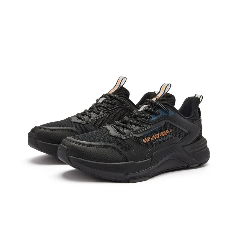 QIAODAN Uh huh Cushioning Wear Resistant Low Top Running Shoes Men's Black Blue-3