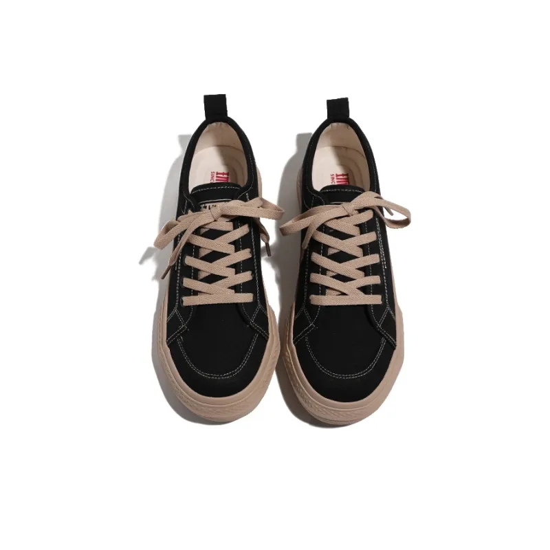 HUANQIU Wear resistant And Lightweight Low Top Canvas Shoes Men's Black-2