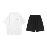 White T-Shirts+Black Shorts