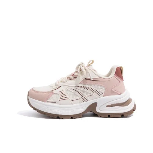 HUANQIU Running Shoes Women's Low-Top Beige/Pink