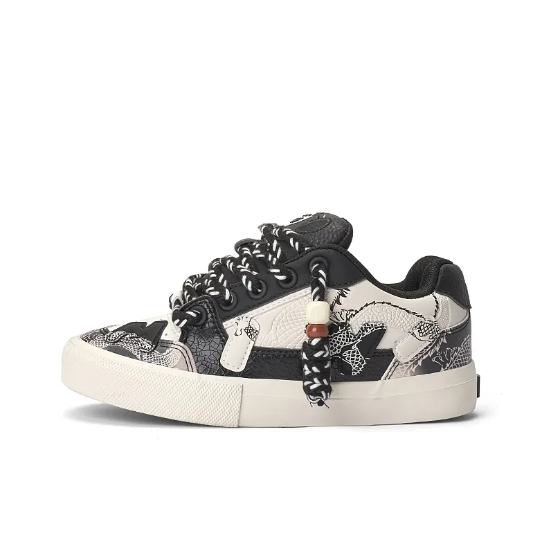 MINISO Low Top Skateboard Shoes Unisex Classic Black White-1
