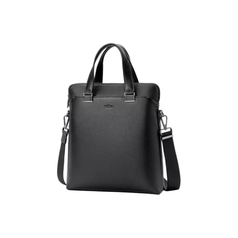 GOLDLION Top Grain Cow Leather Briefcases Handbags Large Size Men's Black-1