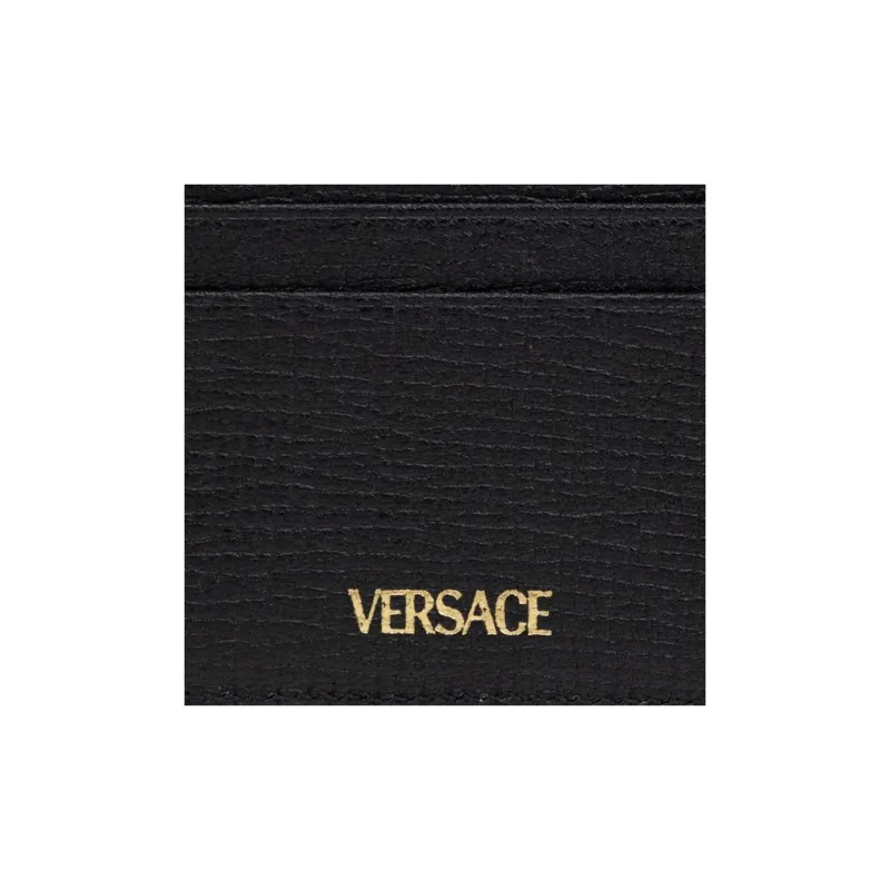 VERSACE Leather Card Holder Men's Black-4