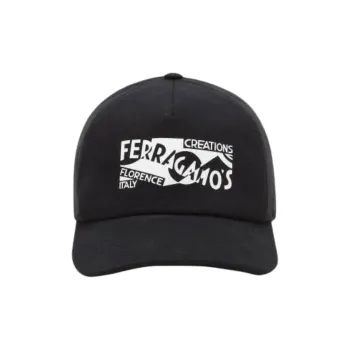 FERRAGAMO Cotton Baseball Caps Men's Black