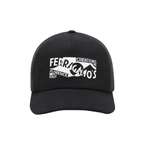 FERRAGAMO Cotton Baseball Caps Men's Black