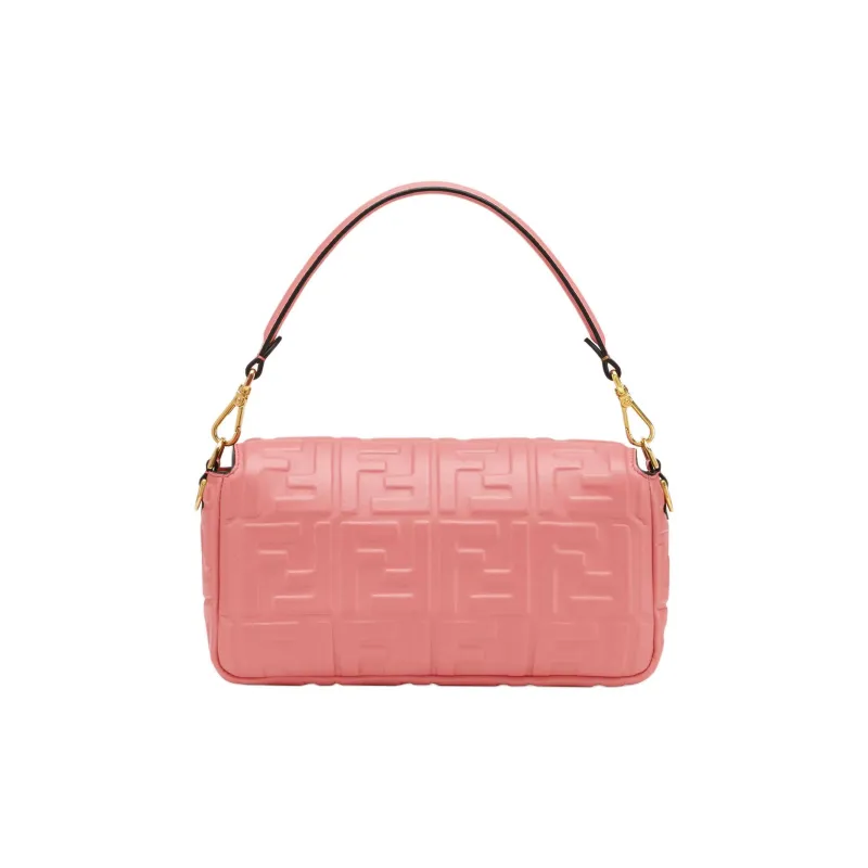 FENDI Baguette Leather Shoulder Bag Crossbody Bag Handbag Medium Size Women's Pink-2