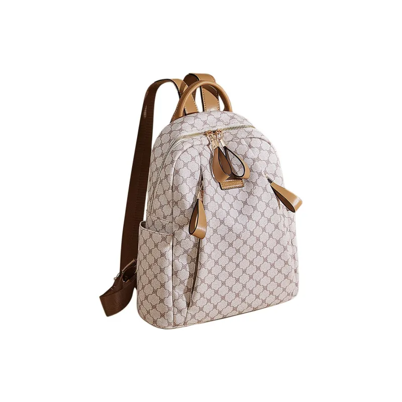 Marino Orlandi Synthetic Leather Backpack Regular Women's White/Khaki/Coffee-5