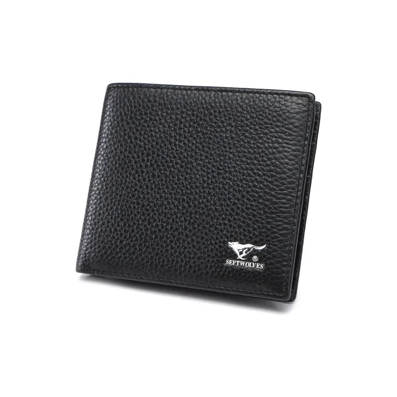 SEPTWOLVES Cow Leather Wallet Men's Black-17