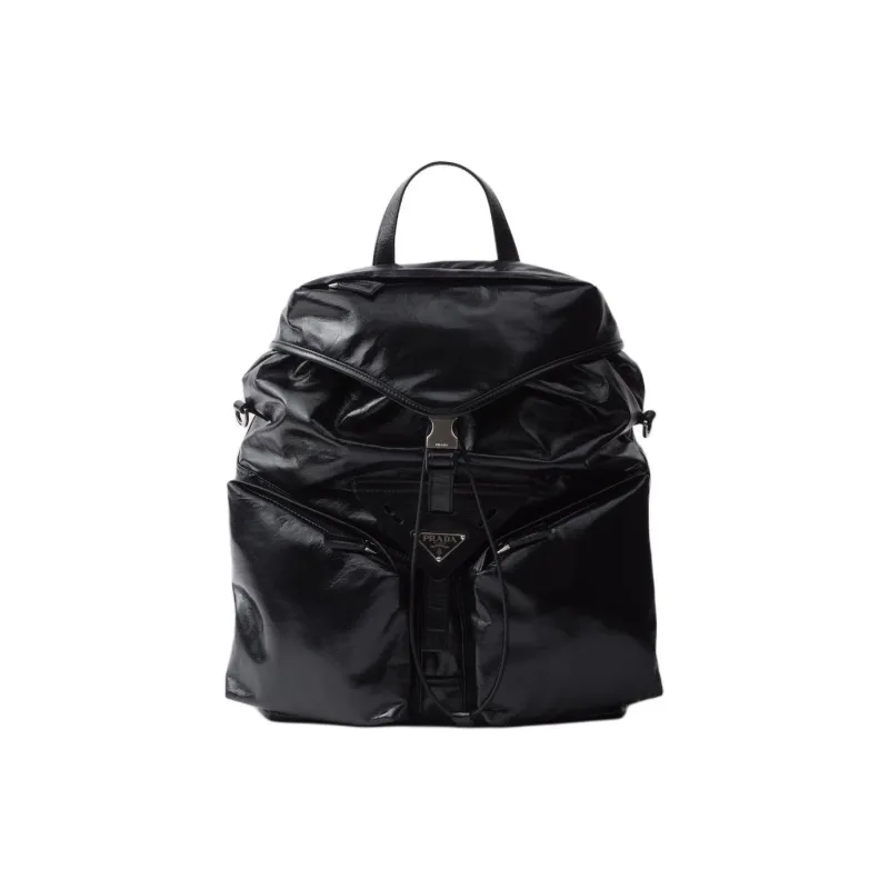 PRADA Leather Backpack Men's Black-0