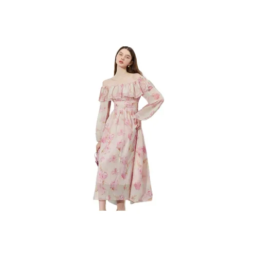 DPLAY Long-Sleeved Dresses Women's Slightly Tipsy Pink Rose