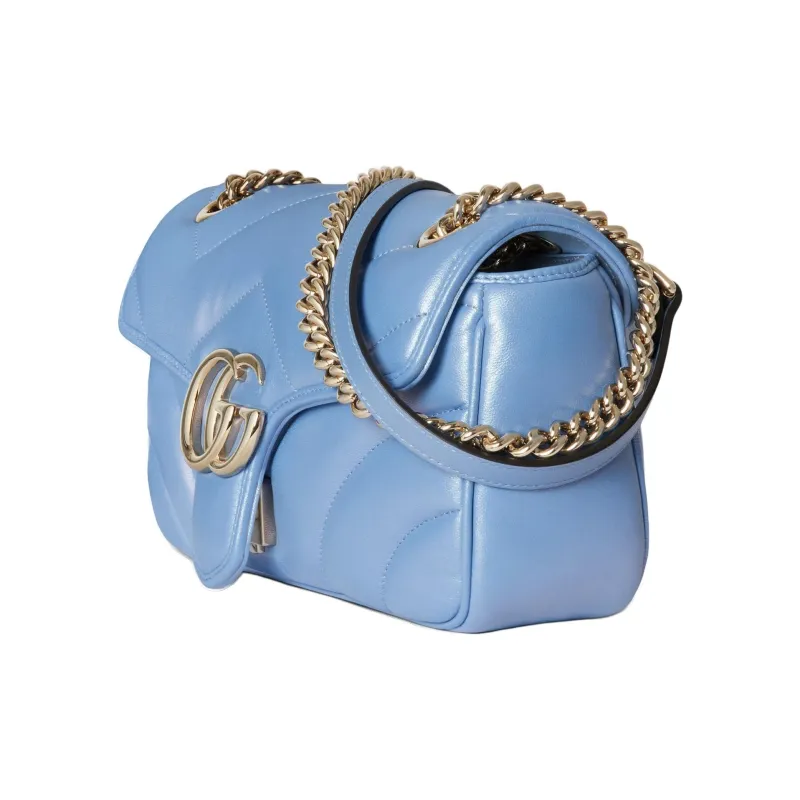 GUCCI GG Marmont Leather Crossbody Bag Shoulder Bag Women's Light Blue-1