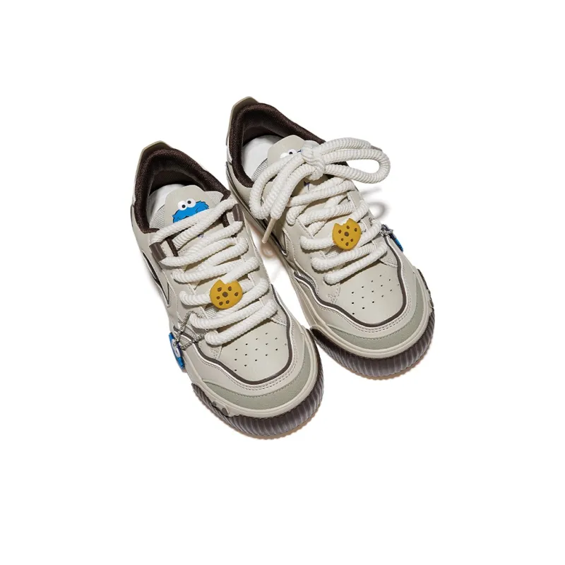 ZHIMAJIE x Feiyue Durable Breathable Low-Top Skateboard Shoes Women's Beige Coffee-3