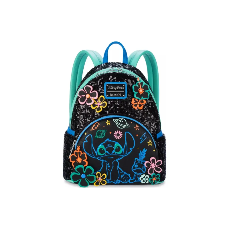 Disney PVC Polyvinyl Chloride Blended With Polyester And Polyurethane Backpack Mini Unisex Blue Black-0