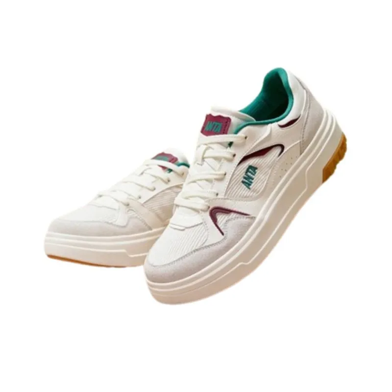 Anta Life Collection Anti Slip Wear Resistant Low Top Skateboard Shoes Women's White Red Green-1