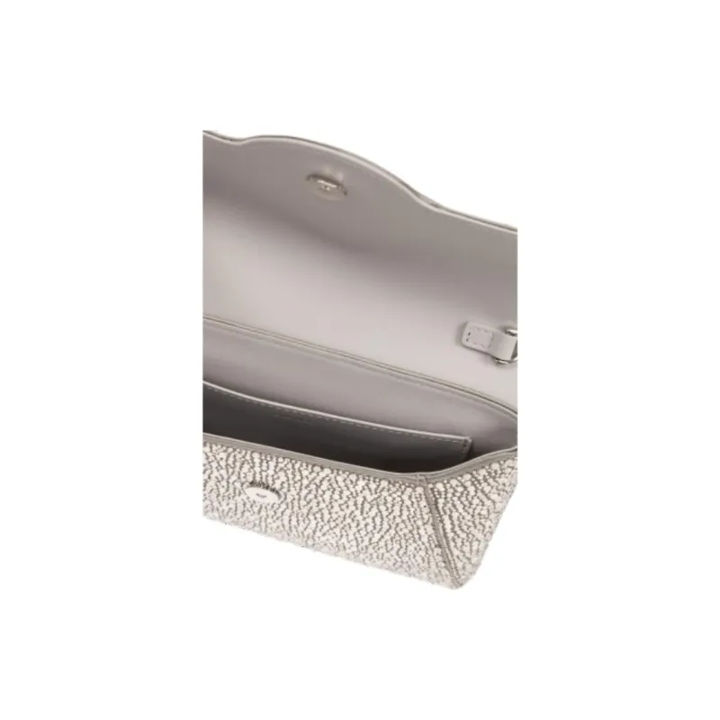 VERSACE La Medusa Satin With Crystal Accents Clutch Women's Silver-3