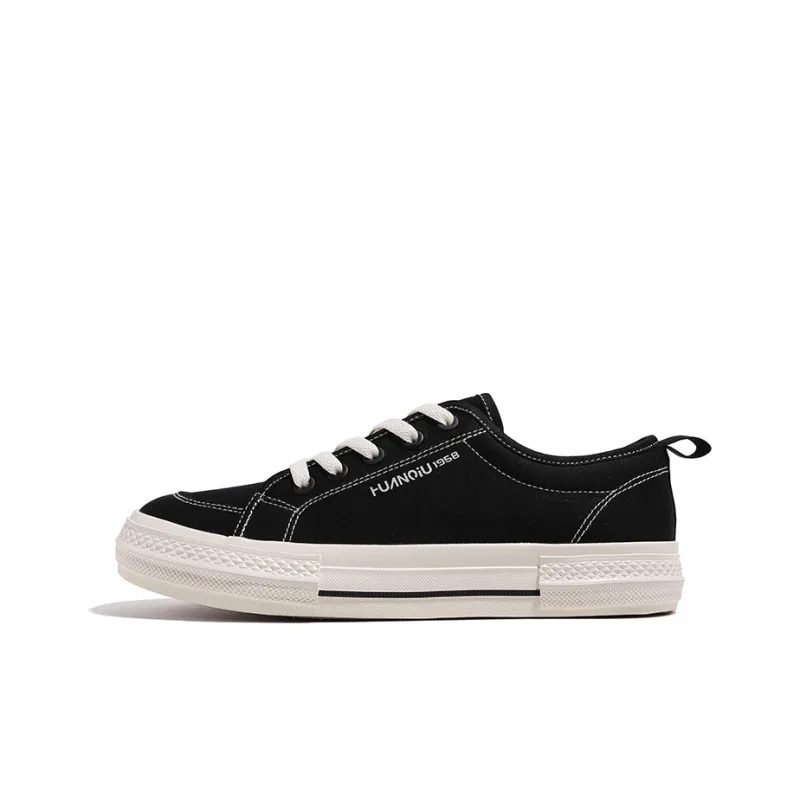 HUANQIU Wear resistant And Lightweight Low Top Canvas Shoes Men's Beige Black-0