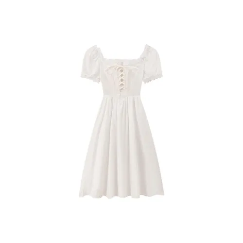 Juden Choi Short-Sleeved Dresses Women's Embroidered White