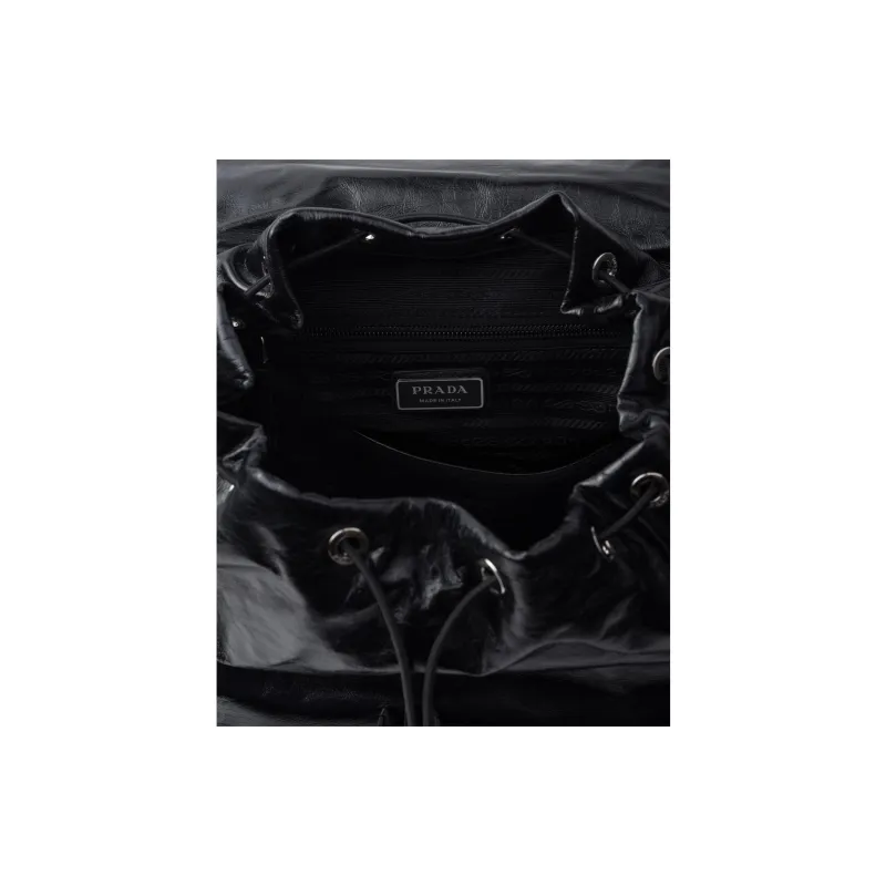 PRADA Leather Backpack Men's Black-3