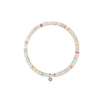 AWE Shoushan Stone Silver Heart Beads Wristband Couple's Bestie Gift Set Jade Bracelet Women's