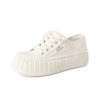 JOSINY Little White Ugly Cute Canvas Height Increasing Low Top Skateboard Shoes Women's
