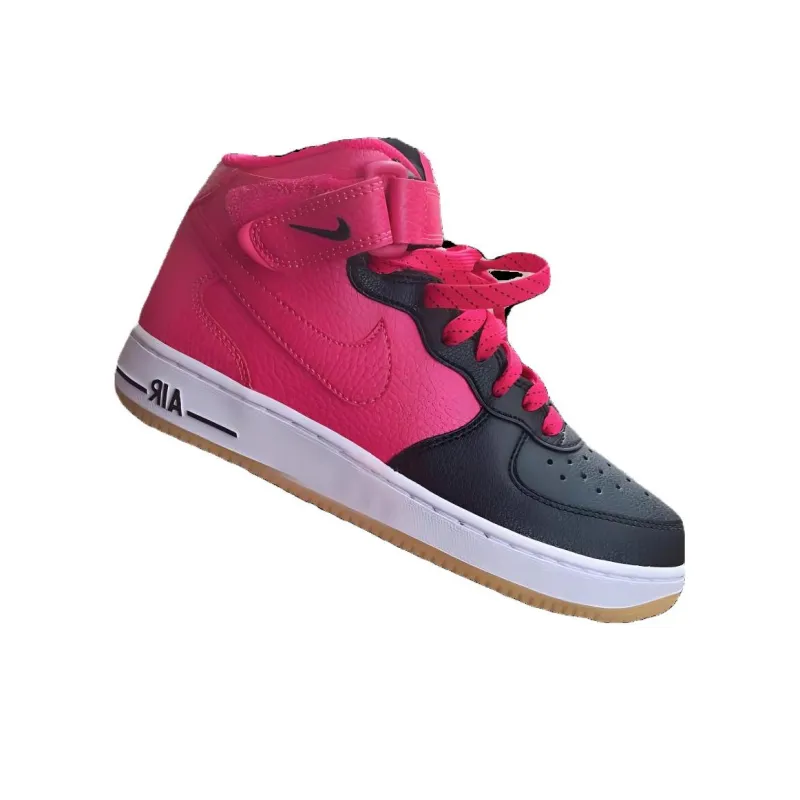 Nike Air Force 1 Mid Black Vivid Pink White GS-3
