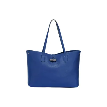 LONGCHAMP Roseau Leather Tote Bag, Shopping Bag, Handbag, Shoulder Bag Large Size Women's Cobalt Blue