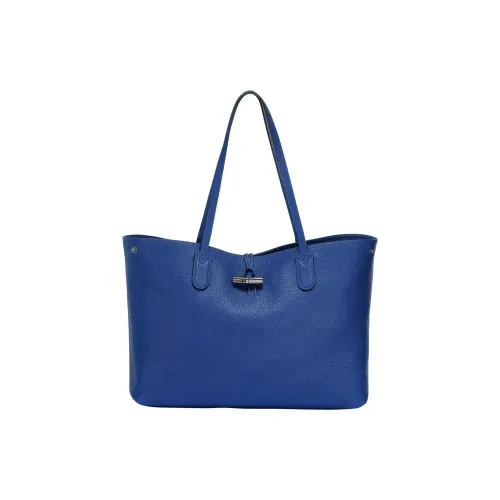 LONGCHAMP Roseau Leather Tote Bag, Shopping Bag, Handbag, Shoulder Bag Large Size Women's Cobalt Blue