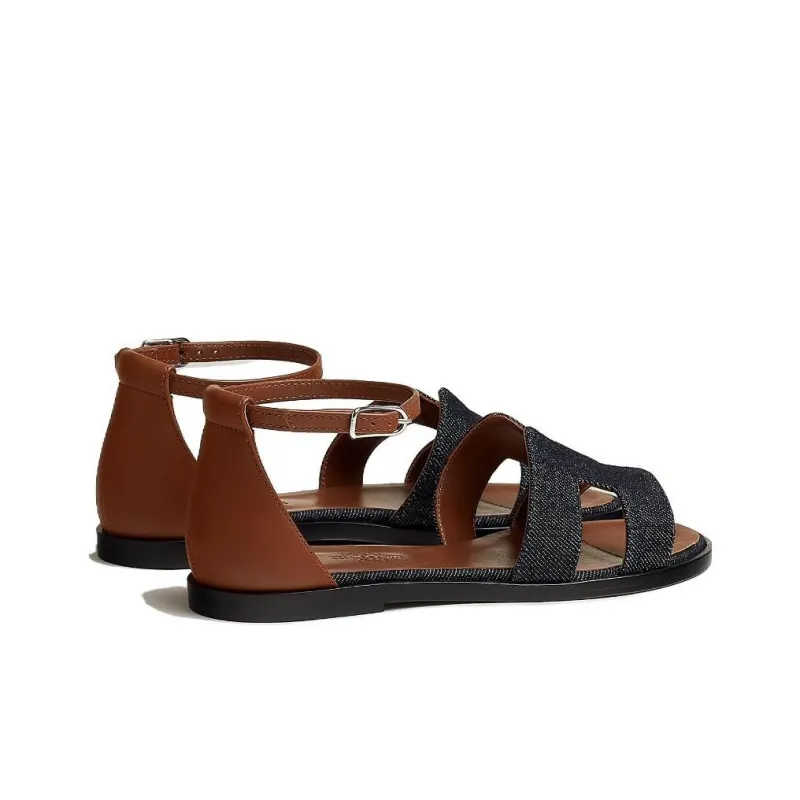 HERMES Santorini One Strap Sandals Women's Blue-3