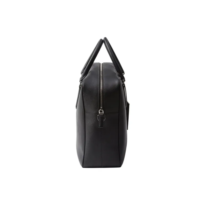 PRADA Saffiano Leather Portable Briefcase Men's Black-2