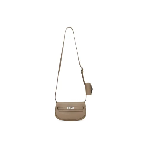 HERMES Kelly Swift Leather Crossbody Bag, Shoulder Bag Women's 18 Etoupe Elephant Gray