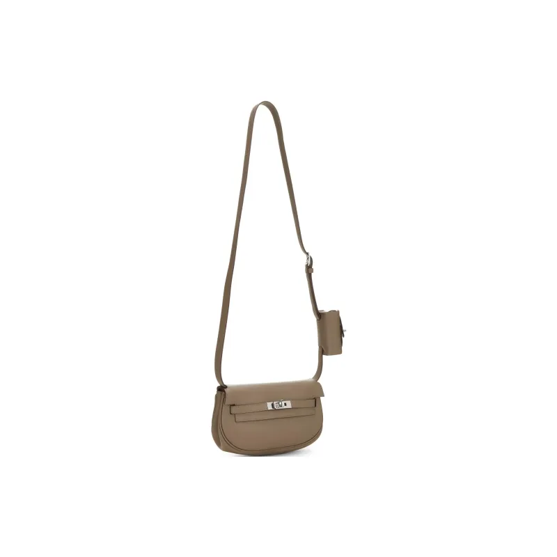 HERMES Kelly Swift Leather Crossbody Bag, Shoulder Bag Women's 18 Etoupe Elephant Gray-1