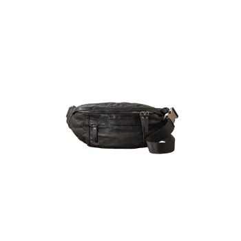 Back Step Genuine Leather Top Grain Cow Leather Soft Leather Washable Crossbody Bags Sling Bags Medium Size Men's Black