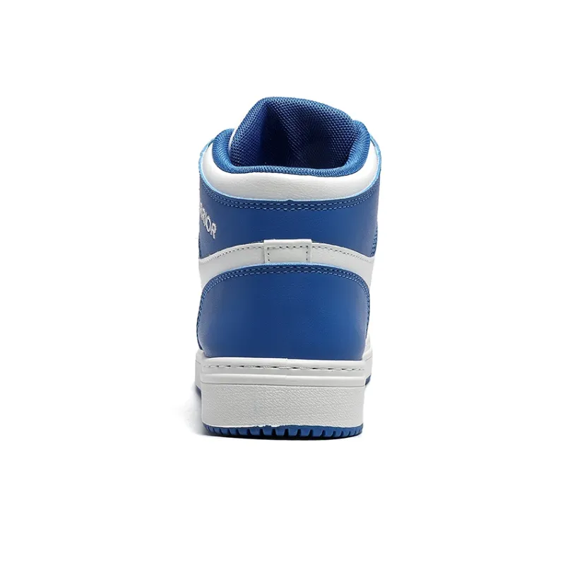 Warrior Anti Slip Wear Resistant High Top Skateboard Shoes Women's White Royal Blue-3