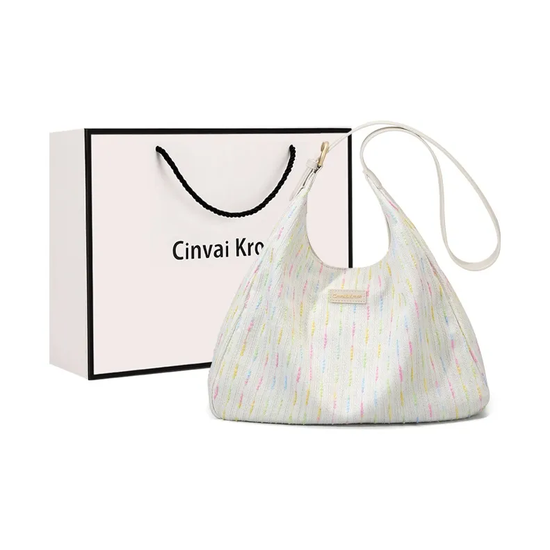 Simvay Clos Fabric With Synthetic Leather Shoulder Bag Crossbody Bag Tote Women's Ecru-0