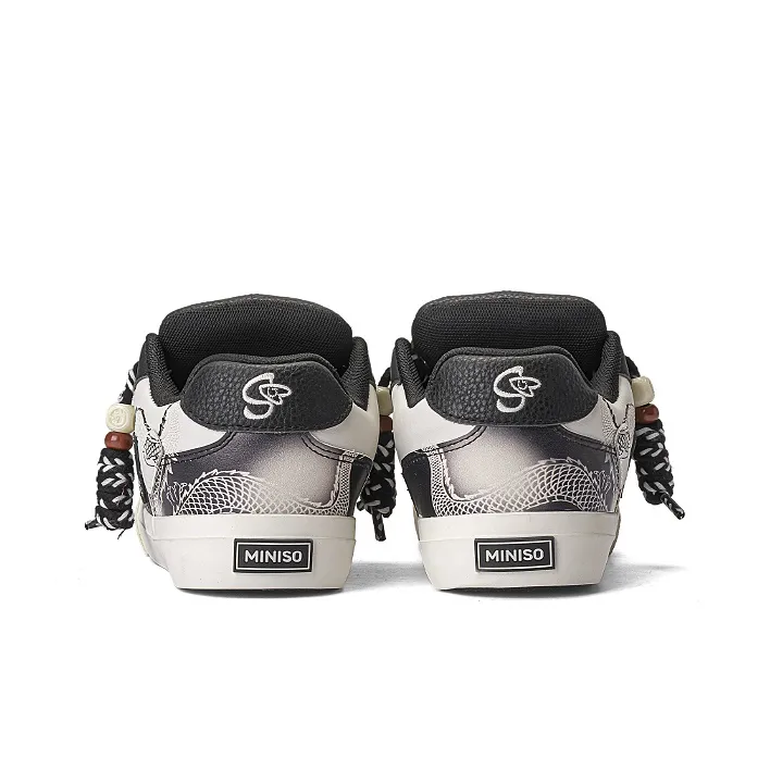 MINISO Low Top Skateboard Shoes Unisex Classic Black White-3