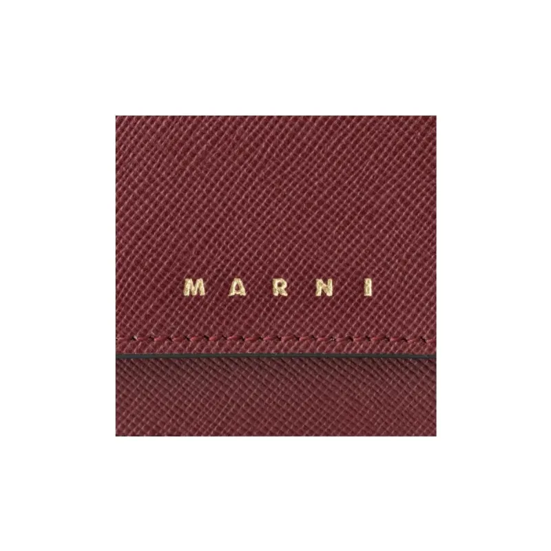 MARNI Trunk Saffiano Leather Wallet Mini Women's Gemstone Red-4
