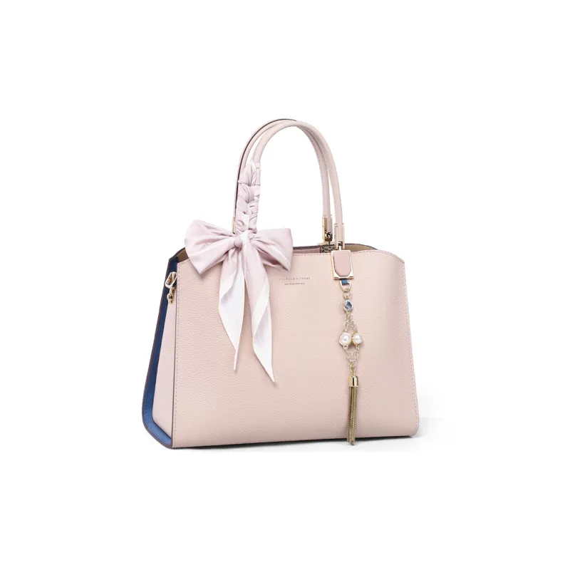 Kevin Cohen Cow Leather With Synthetic Leather Handbag, Shoulder Bag Regular Women's Beige Apricot-2