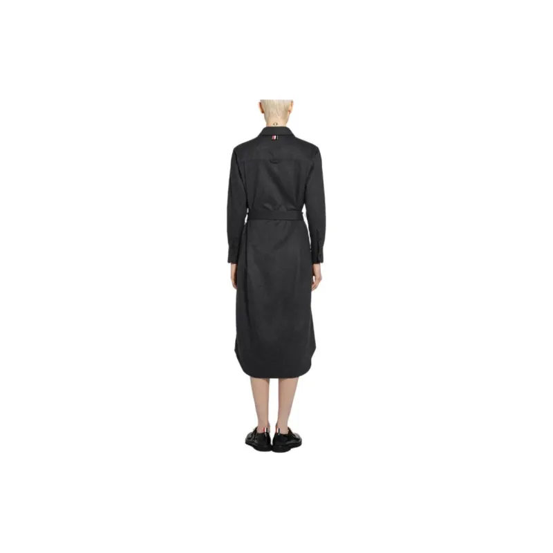 THOM BROWNE Belted Midi Shirt Dress-1