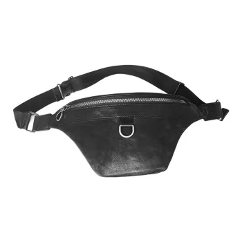 DOSRFINI Cow Leather Small Crossbody Bag Cell Phone Sports Backpack Regular Men's Black