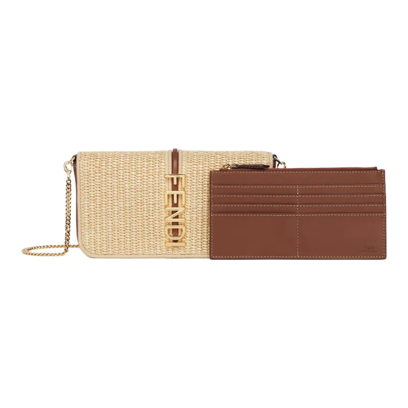 FENDI Fendigraphy Polyamide With Calfskin Wallet Women's Beige-1