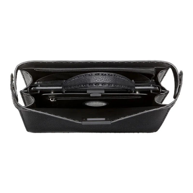 FENDI Peekaboo ISeeU Calfskin Shoulder Bag Crossbody Bag Handbag Medium Size Men's Black-4