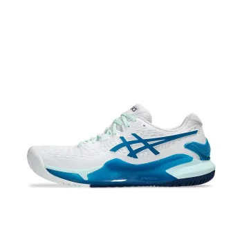 Asics Gel Resolution 9 Anti Slip Wear Resistant Low Top Tennis Shoes Women's White Cyan