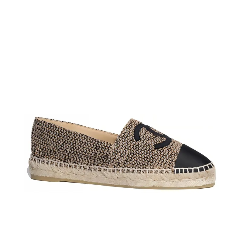 CHANEL Casual Single Shoes Women's Black Beige-1
