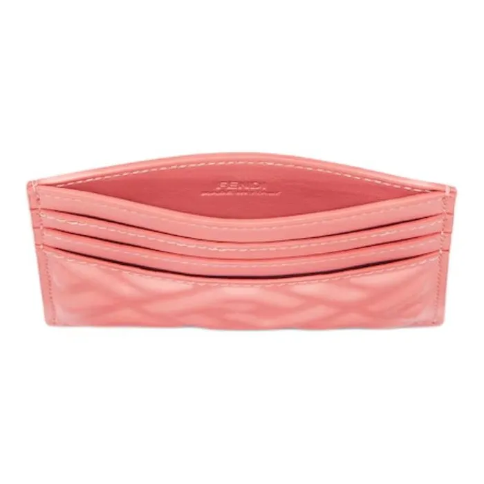 FENDI Lambskin Card Clip Card Holder Women's Pink-2