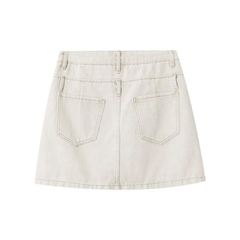 CHARM PICK Denim Short Skirts Women's Apricot-1
