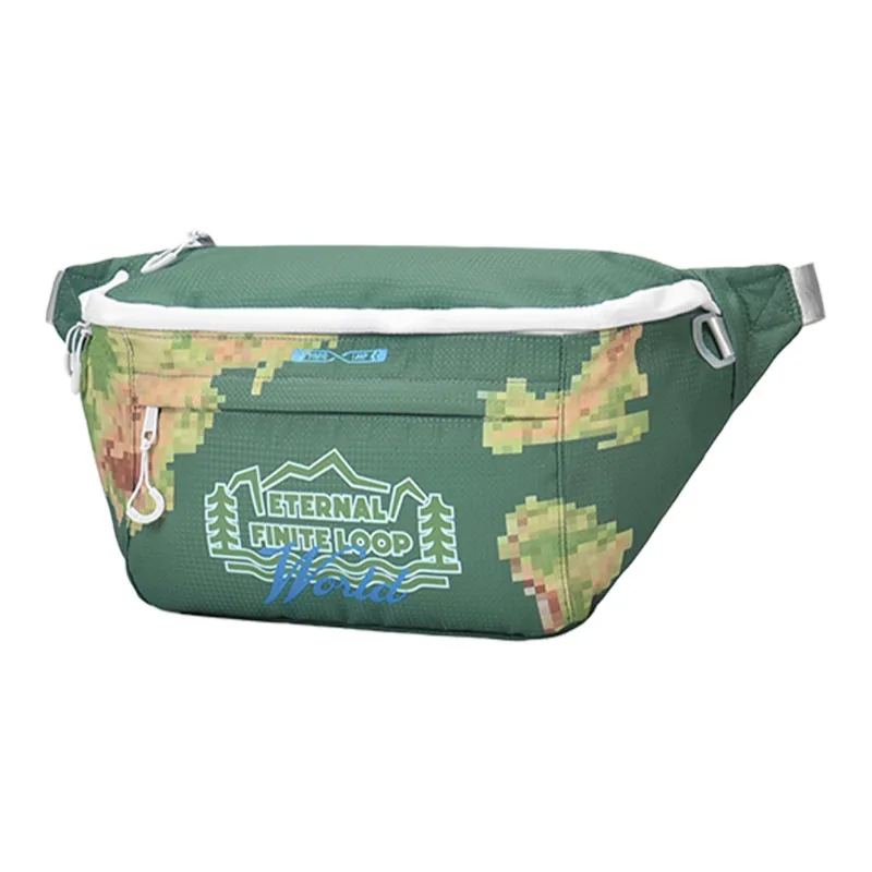 FINITE LOOP Recycled Material Sling Bag, Fanny Pack Unisex White/Green-2