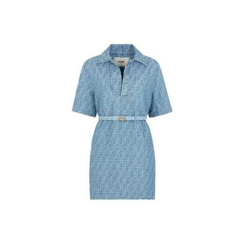 FENDI Short-Sleeved Dresses Women's Light Blue